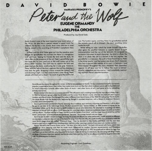 Original Insert Front, Bowie, David - Peter and the Wolf